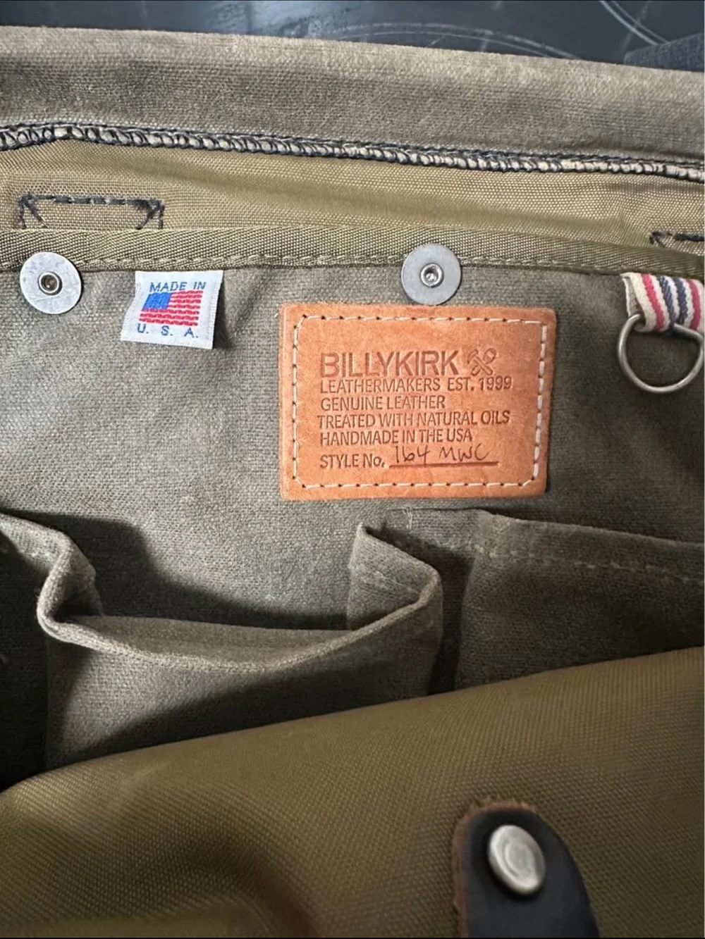 RARE Billykirk No. 164 MWC 16” Carryall Olive Canvas Leather Made in USA